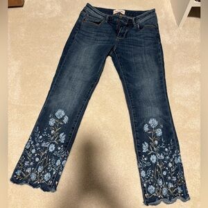 DRIFTWOOD Candace Dark Blue Flare Jeans with Light Blue Floral Embroidery 24